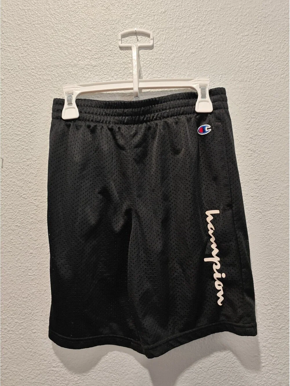 Champion Black Mesh Athletic Shorts with Logo
